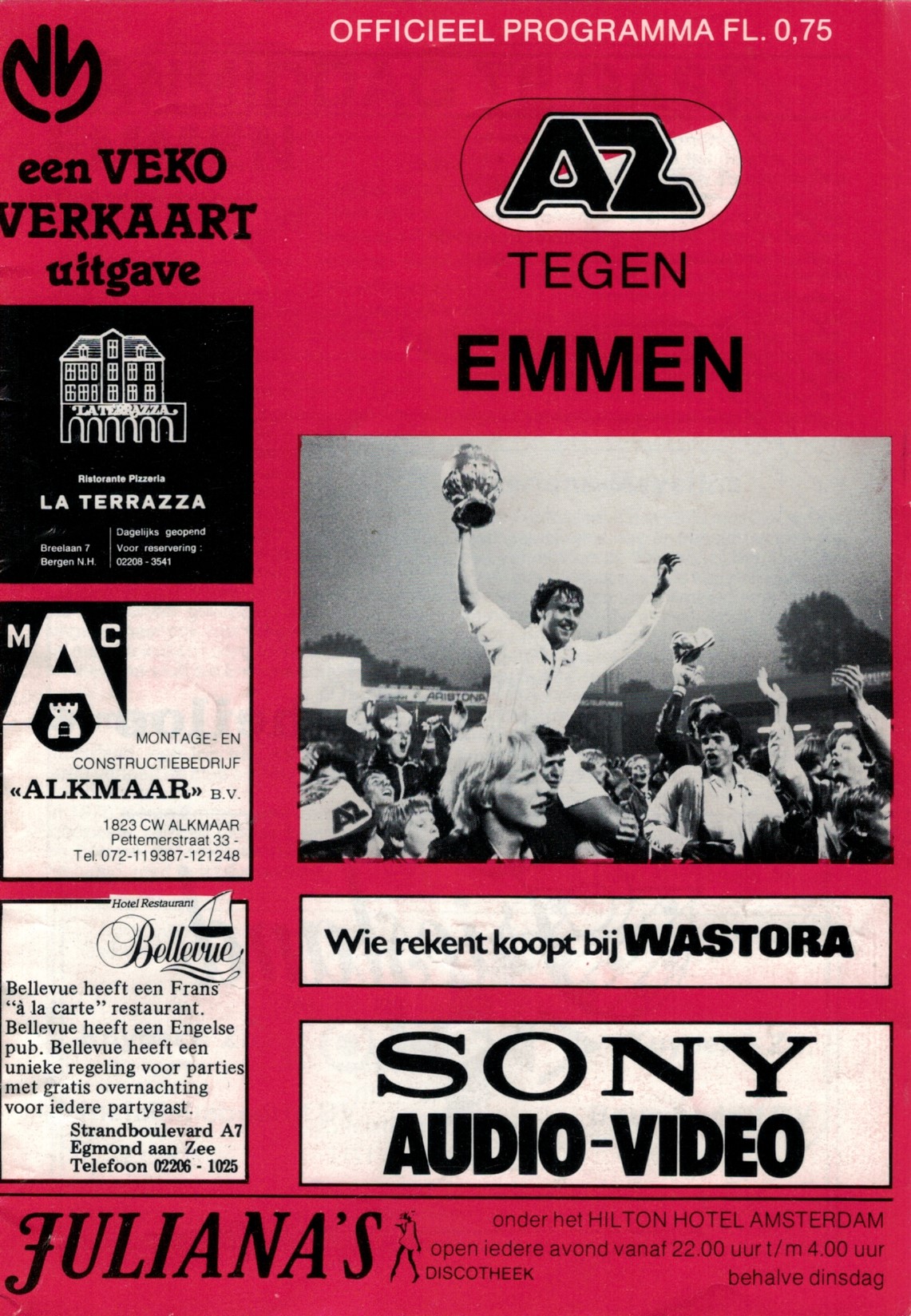 AZ Programma 13-nov-1983 Emmen thuis Beker